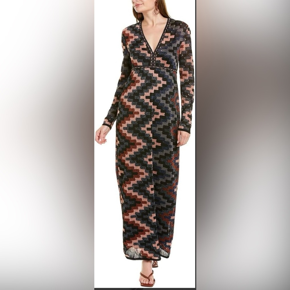 M-Missoni Long Sleeve Lurex Gown in Art Deco
Tile Stitch Size 44EU/8US